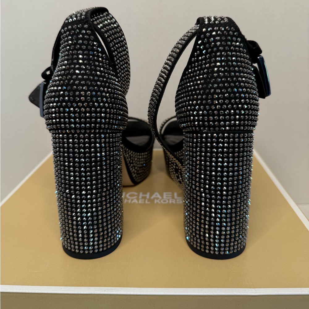 Michael Kors Elegant Black and Silver Women's Platform Heels - Picture 4 of 13